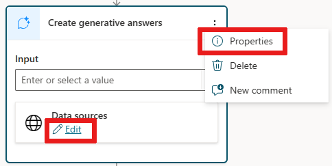 Screenshot that shows where to select the Properties pane.